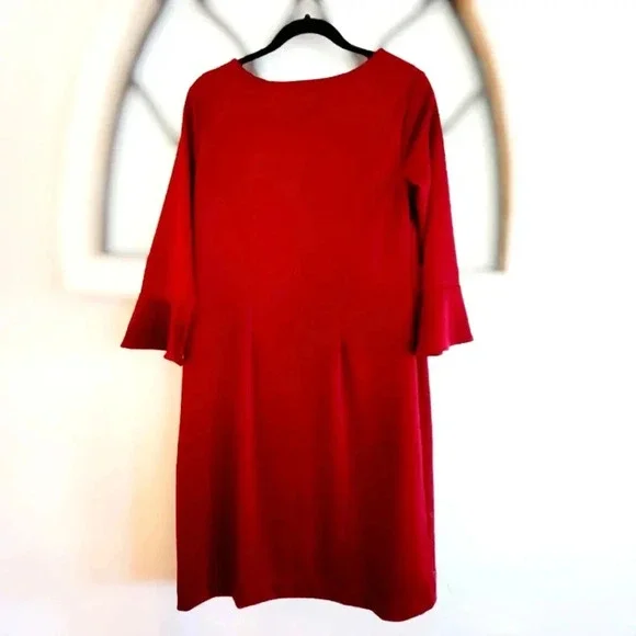 Talbots Merino Flounce Sleeve Knee Length Sweater Dress Size 4 - Picture 2 of 3